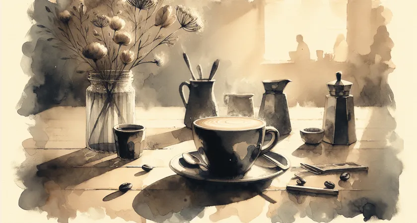 Une tasse de café sur un bureau