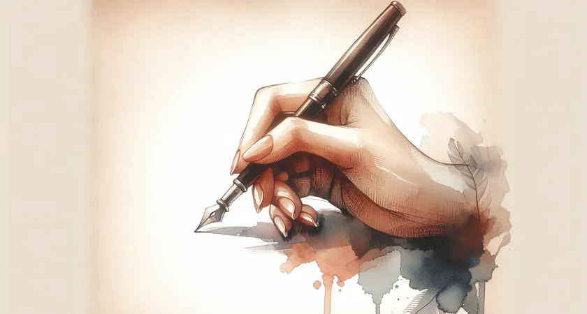 Une main tenant un stylo