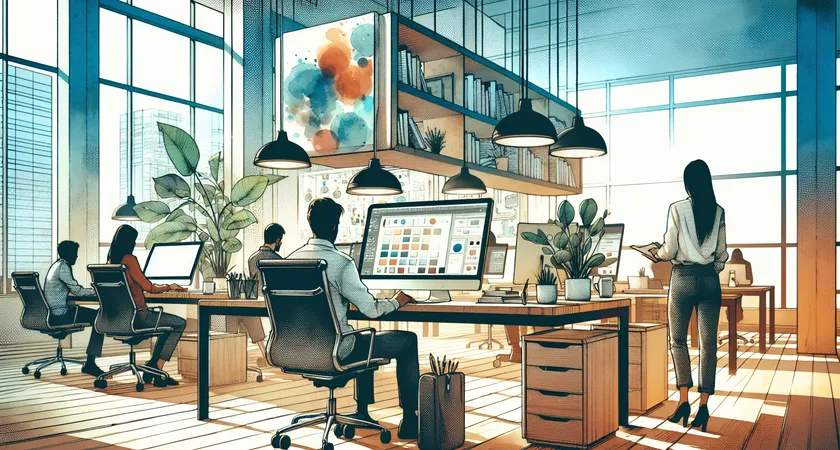 Un bureau moderne avec un ordinateur