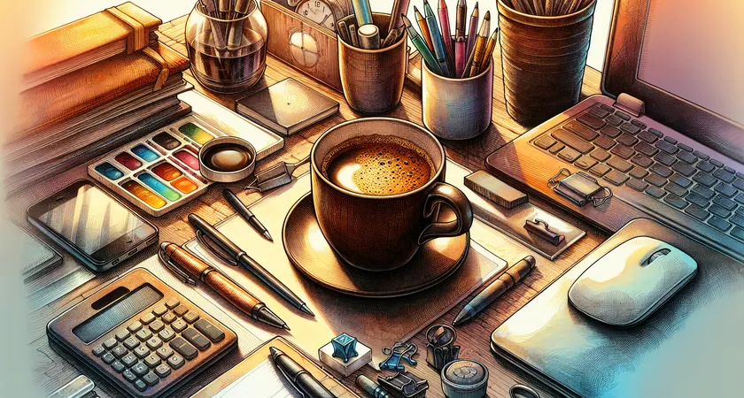 Un café sur un bureau