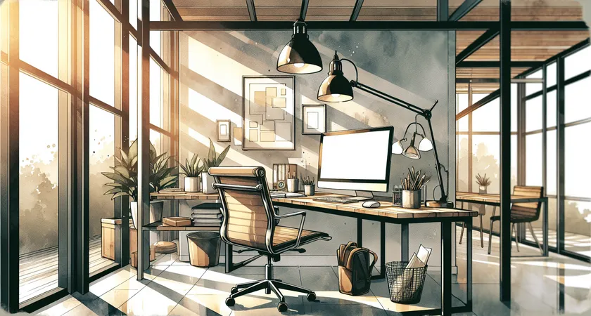 Un bureau moderne avec un ordinateur