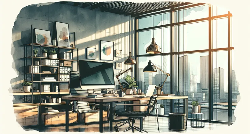 Un bureau moderne avec un ordinateur