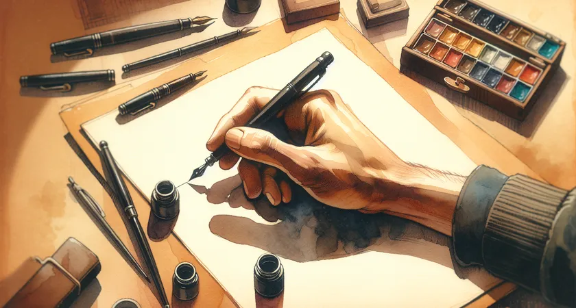 Une main tenant un stylo