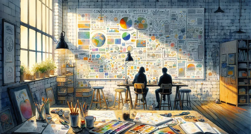 Un tableau blanc rempli de mots et dessins colorés