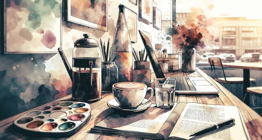 Un café sur un bureau à côté d’un carnet d’écriture