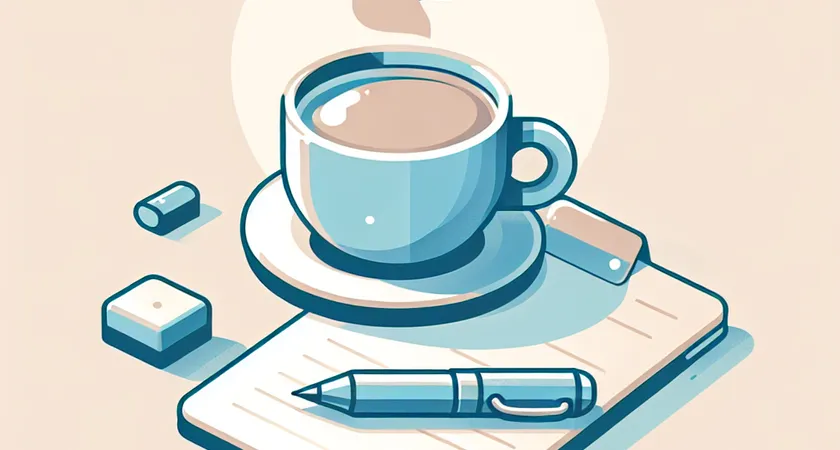 Un café sur un bureau avec une feuille de notes à côté