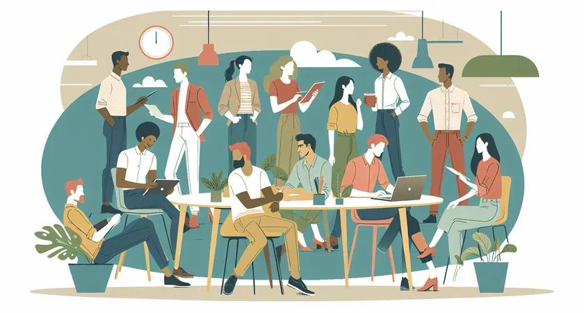 People collaborating in a friendly work environment