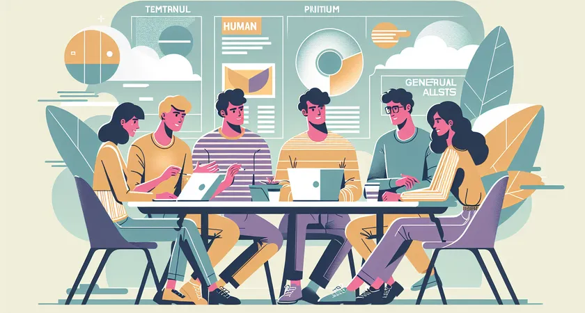 Five friends sitting around a table with laptops, discussing strategies