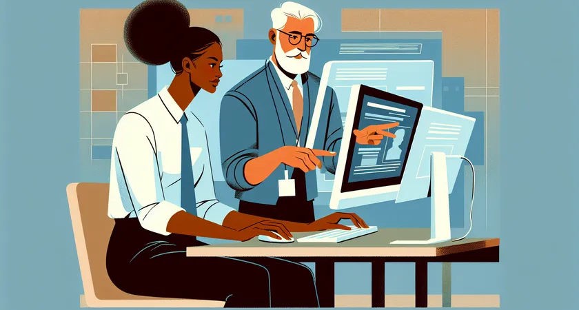 A person working with a coach on a computer