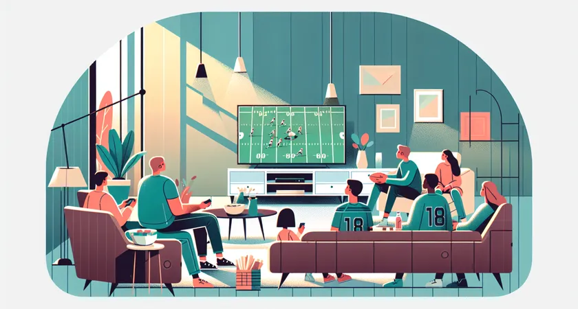 A team watching a game together in a living room