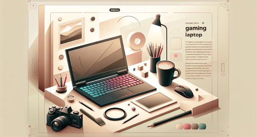 A coffee cup beside a gaming laptop