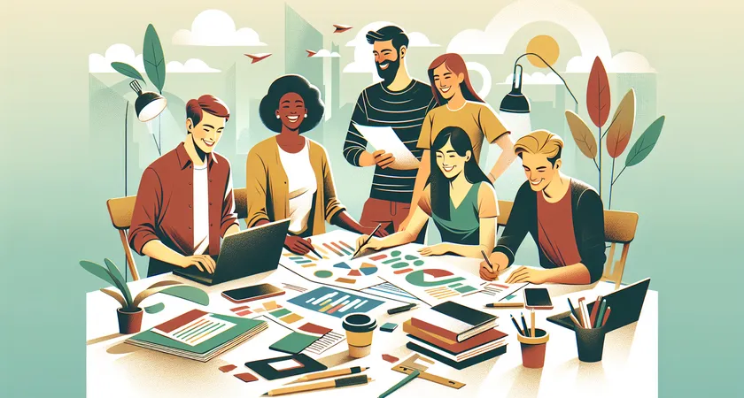 Des personnes souriantes travaillant sur un projet commun