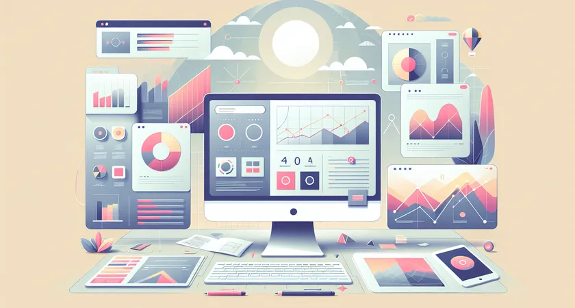A desktop screen with charts and statistics