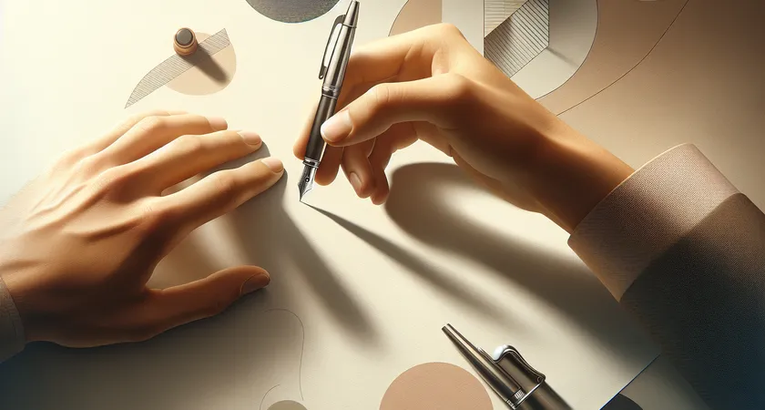 Une main tenant un stylo