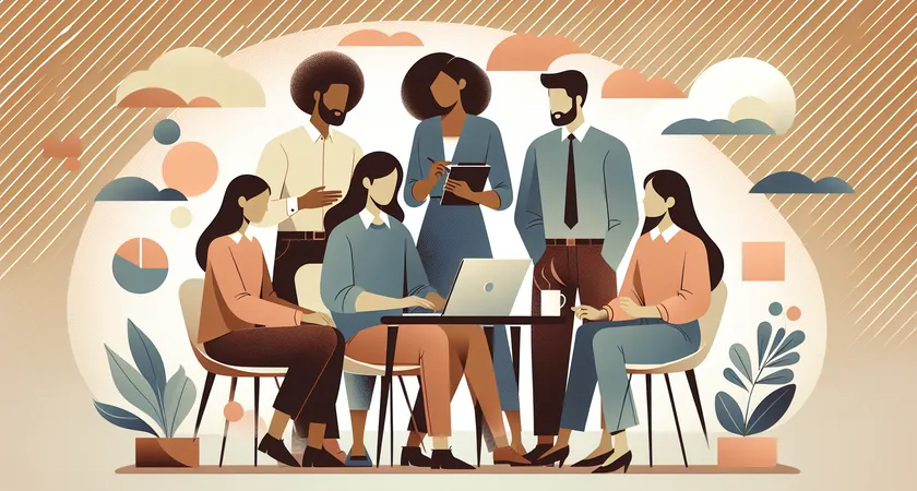 A group gathered around a laptop, smiling and discussing