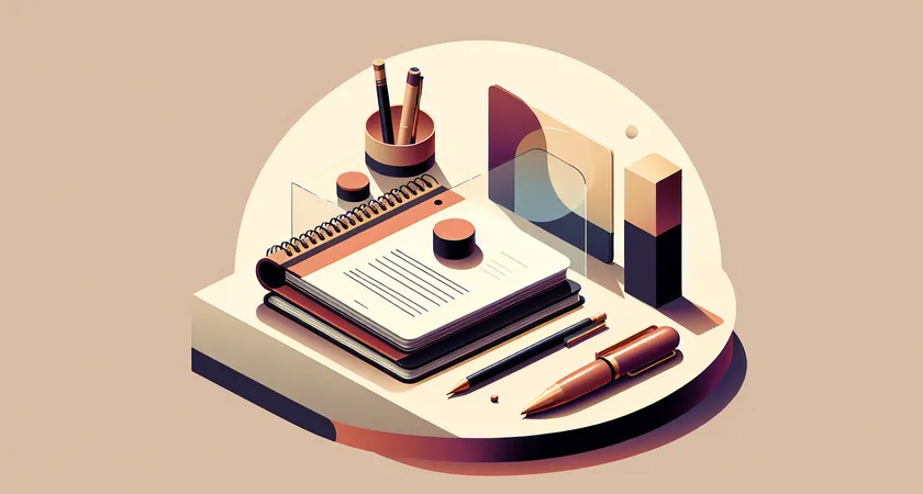 A notebook and a pen on a clean desk