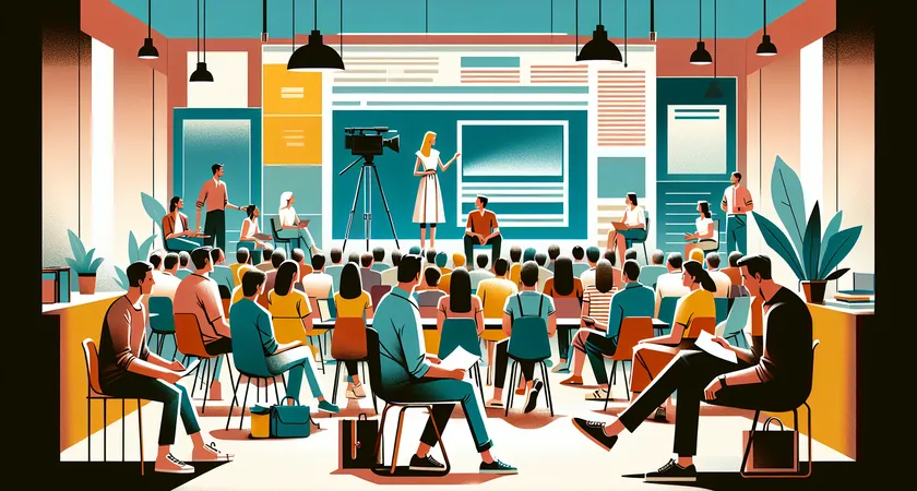 People watching a video analysis on a large screen